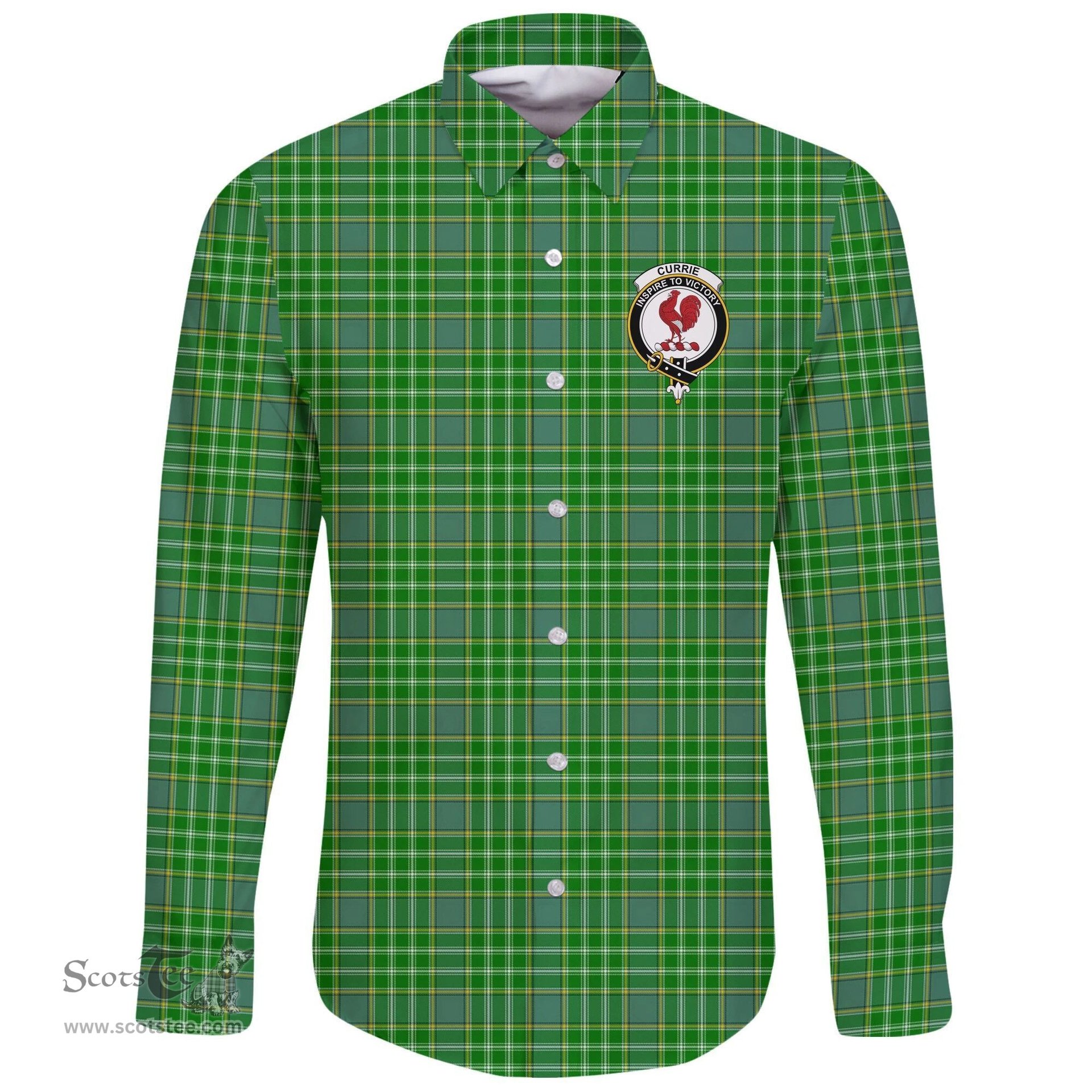 Scottish Currie Clan Tartan Long Sleeve Button Shirt - Crest Classic Scottish Plaid Tartan Plaid