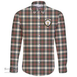 Scottish Stewart Dress Ancient Clan Tartan Long Sleeve Button Shirt - Crest Classic Scottish Plaid Tartan Plaid