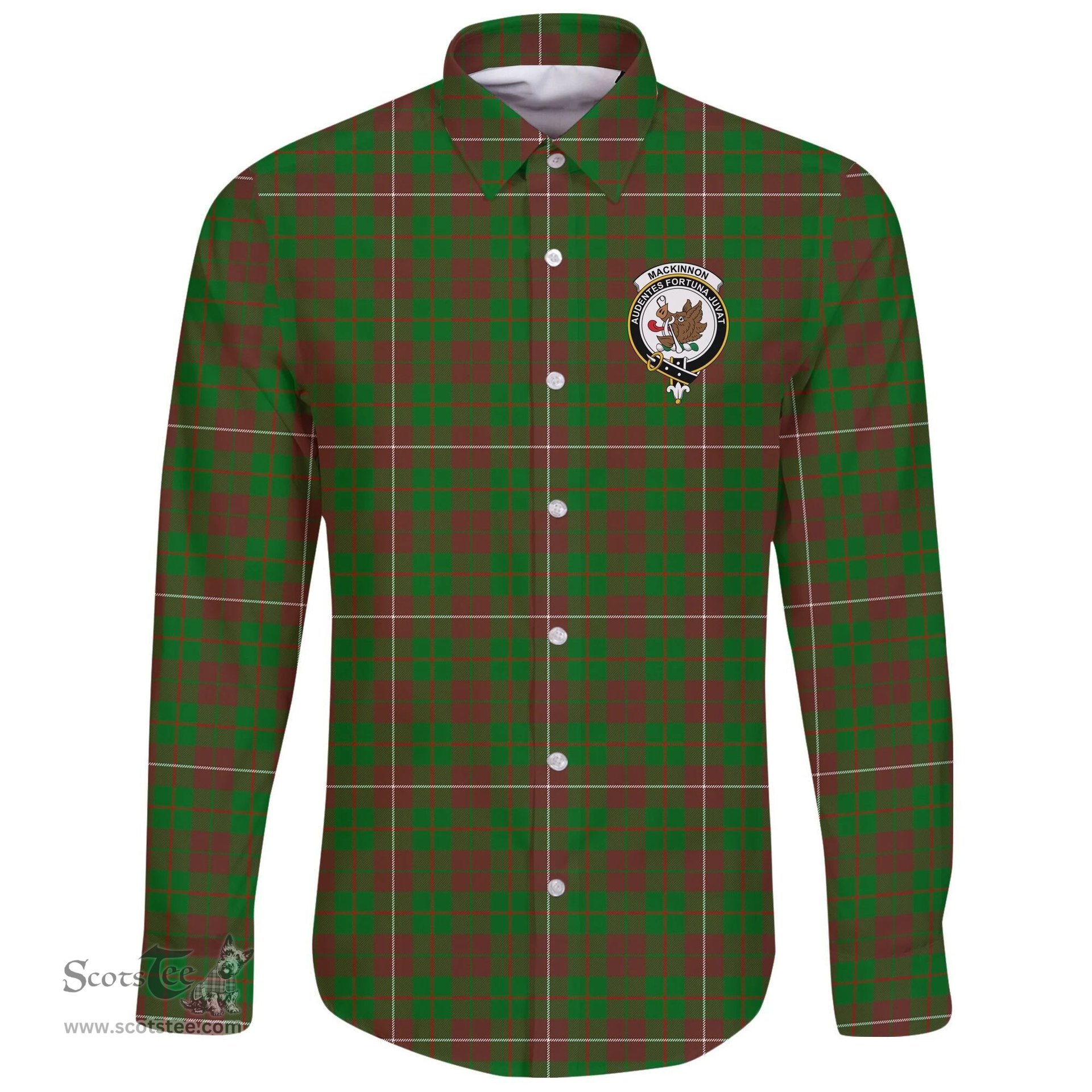 Scottish MacKinnon Hunting Modern Clan Tartan Long Sleeve Button Shirt - Crest Classic Scottish Plaid Tartan Plaid