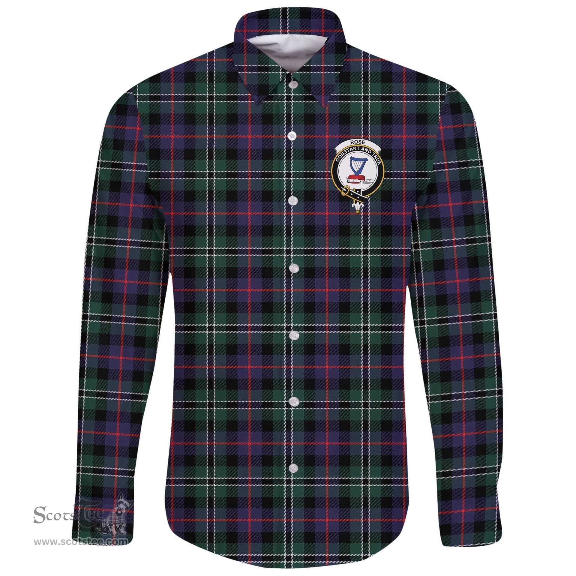 Scottish Rose Hunting Modern Clan Tartan Long Sleeve Button Shirt - Crest Classic Scottish Plaid Tartan Plaid