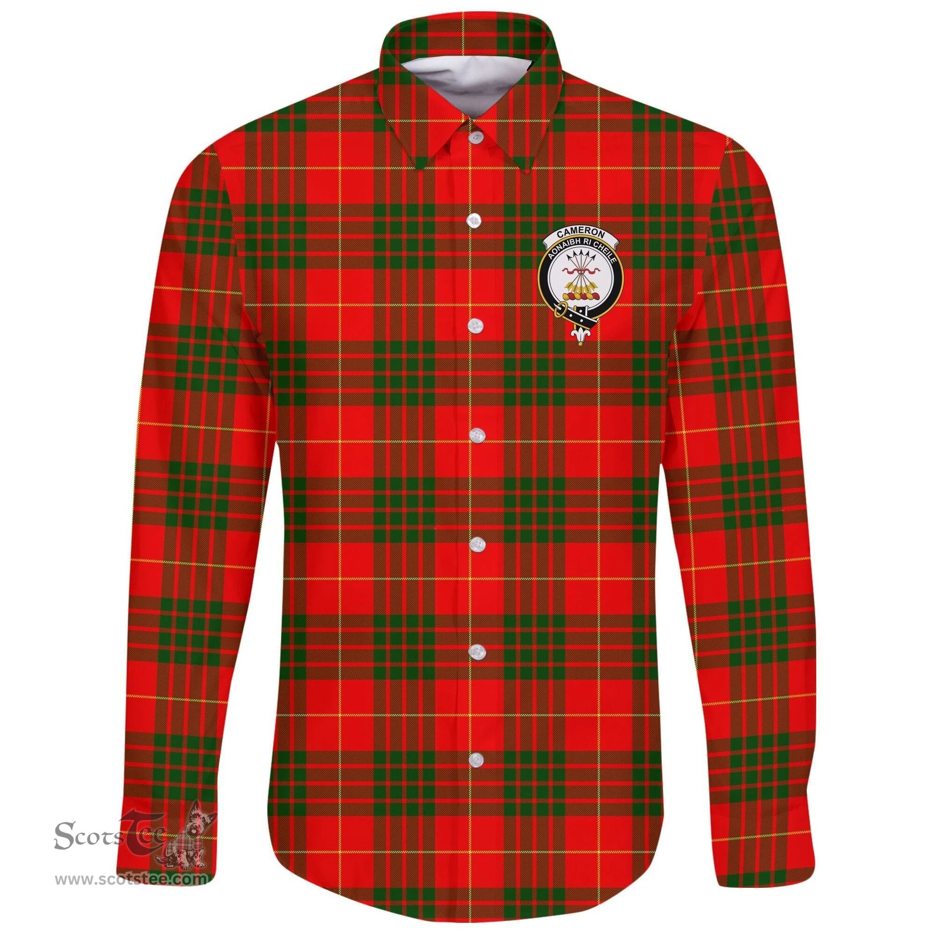 Scottish Cameron Modern Clan Tartan Long Sleeve Button Shirt - Crest Classic Scottish Plaid Tartan Plaid