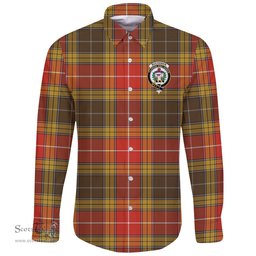 Scottish Buchanan Old Set Weathered Clan Tartan Long Sleeve Button Shirt - Crest Classic Scottish Plaid Tartan Plaid