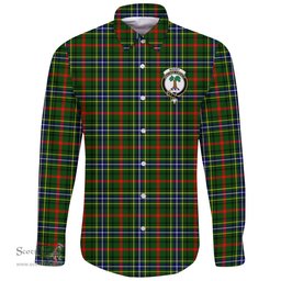 Scottish Bisset Clan Tartan Long Sleeve Button Shirt - Crest Classic Scottish Plaid Tartan Plaid