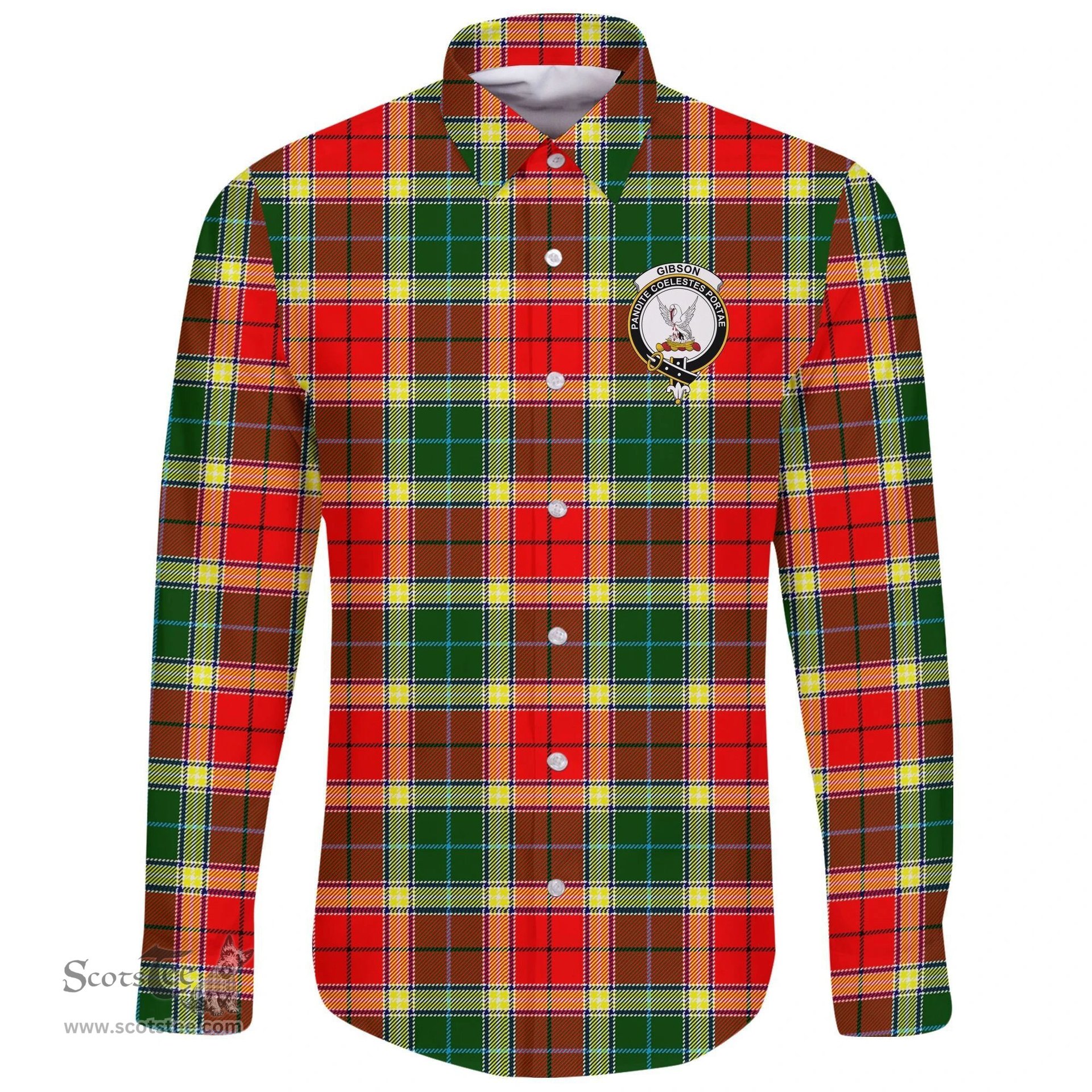 Scottish Gibbs Clan Tartan Long Sleeve Button Shirt - Crest Classic Scottish Plaid Tartan Plaid