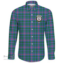 Scottish Pitcairn Hunting Clan Tartan Long Sleeve Button Shirt - Crest Classic Scottish Plaid Tartan Plaid