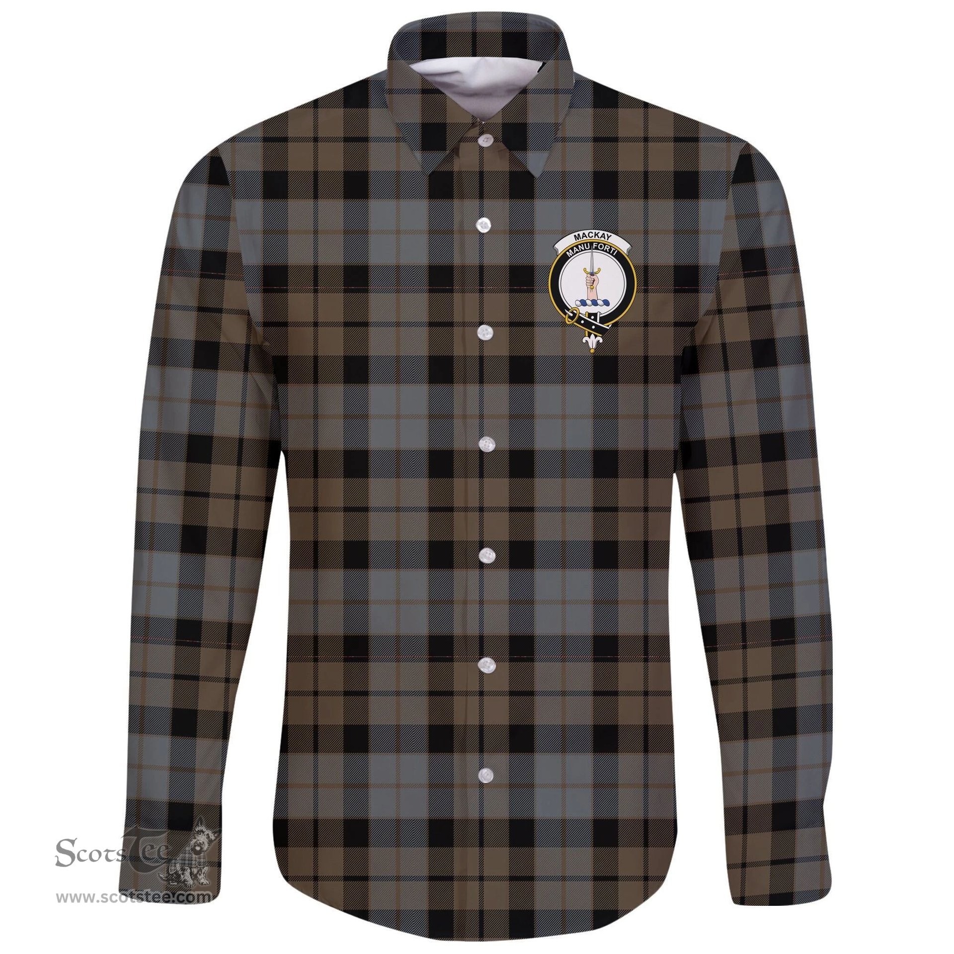 Scottish MacKay Weathered Clan Tartan Long Sleeve Button Shirt - Crest Classic Scottish Plaid Tartan Plaid