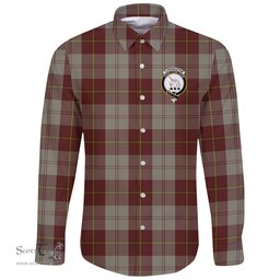 Scottish Cunningham Burgundy Dancers Clan Tartan Long Sleeve Button Shirt - Crest Classic Scottish Plaid Tartan Plaid