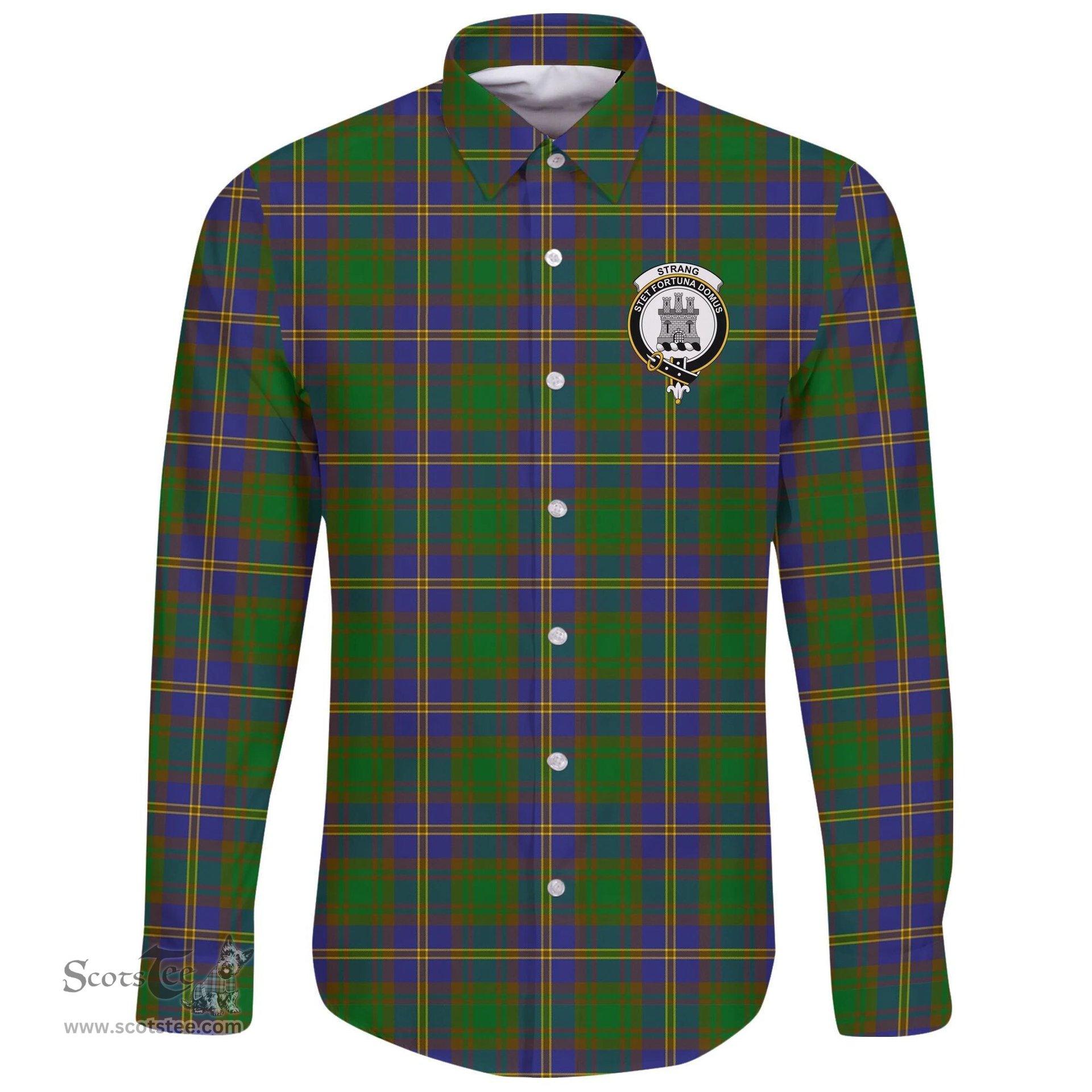 Scottish Strange of Balkaskie Clans Long Sleeve Button Shirt Crest Style Scottish Plaid Tartan Plaid