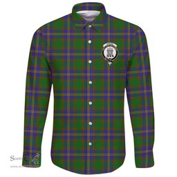 Scottish Strange of Balkaskie Clans Long Sleeve Button Shirt Crest Style Scottish Plaid Tartan Plaid