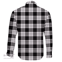Scottish MacFarlane Black & White Ancient Clan Tartan Long Sleeve Button Shirt - Crest Classic Scottish Plaid Tartan Plaid