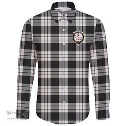 Scottish MacFarlane Black & White Ancient Clan Tartan Long Sleeve Button Shirt - Crest Classic Scottish Plaid Tartan Plaid
