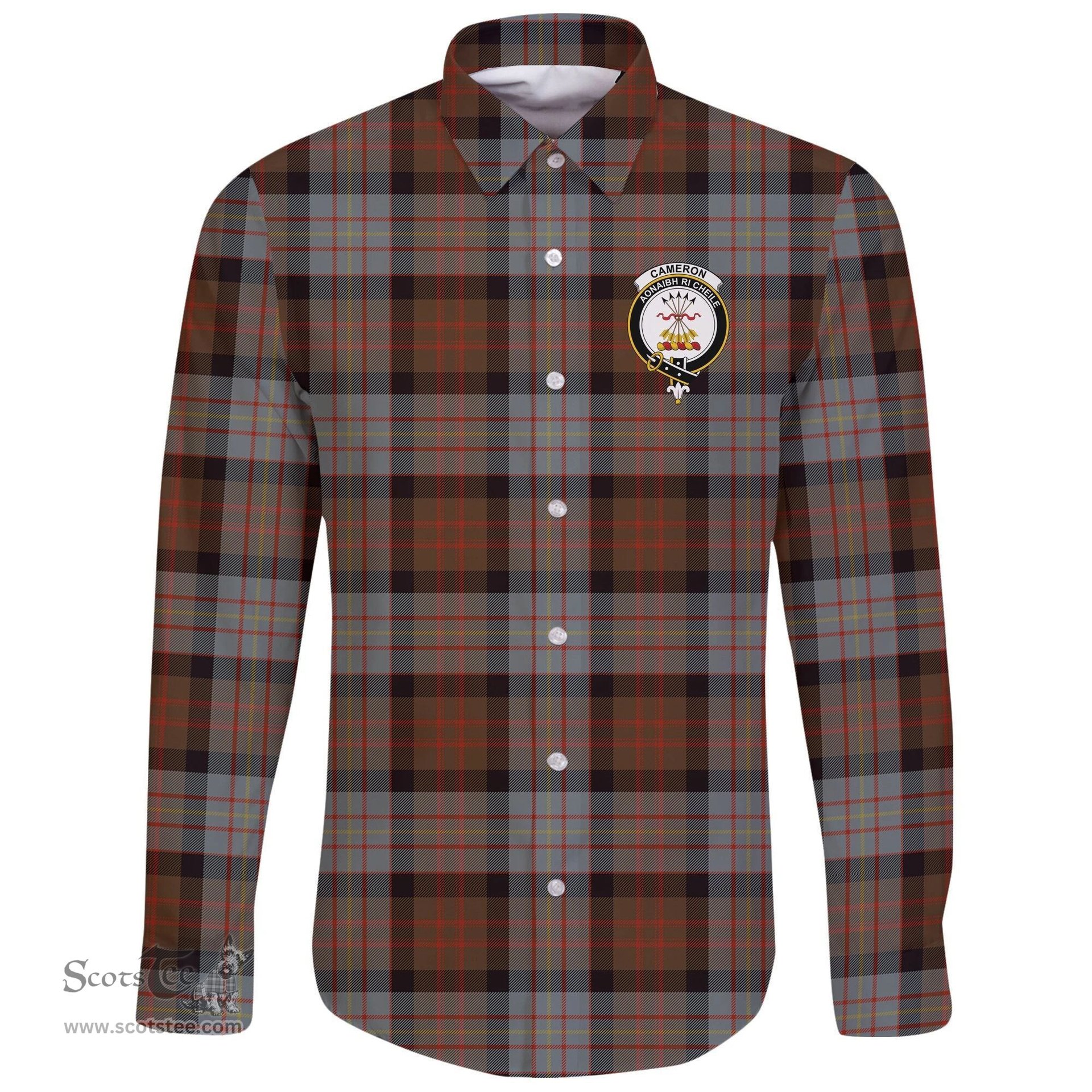 Scottish Cameron of Erracht Weathered Clan Tartan Long Sleeve Button Shirt - Crest Classic Scottish Plaid Tartan Plaid