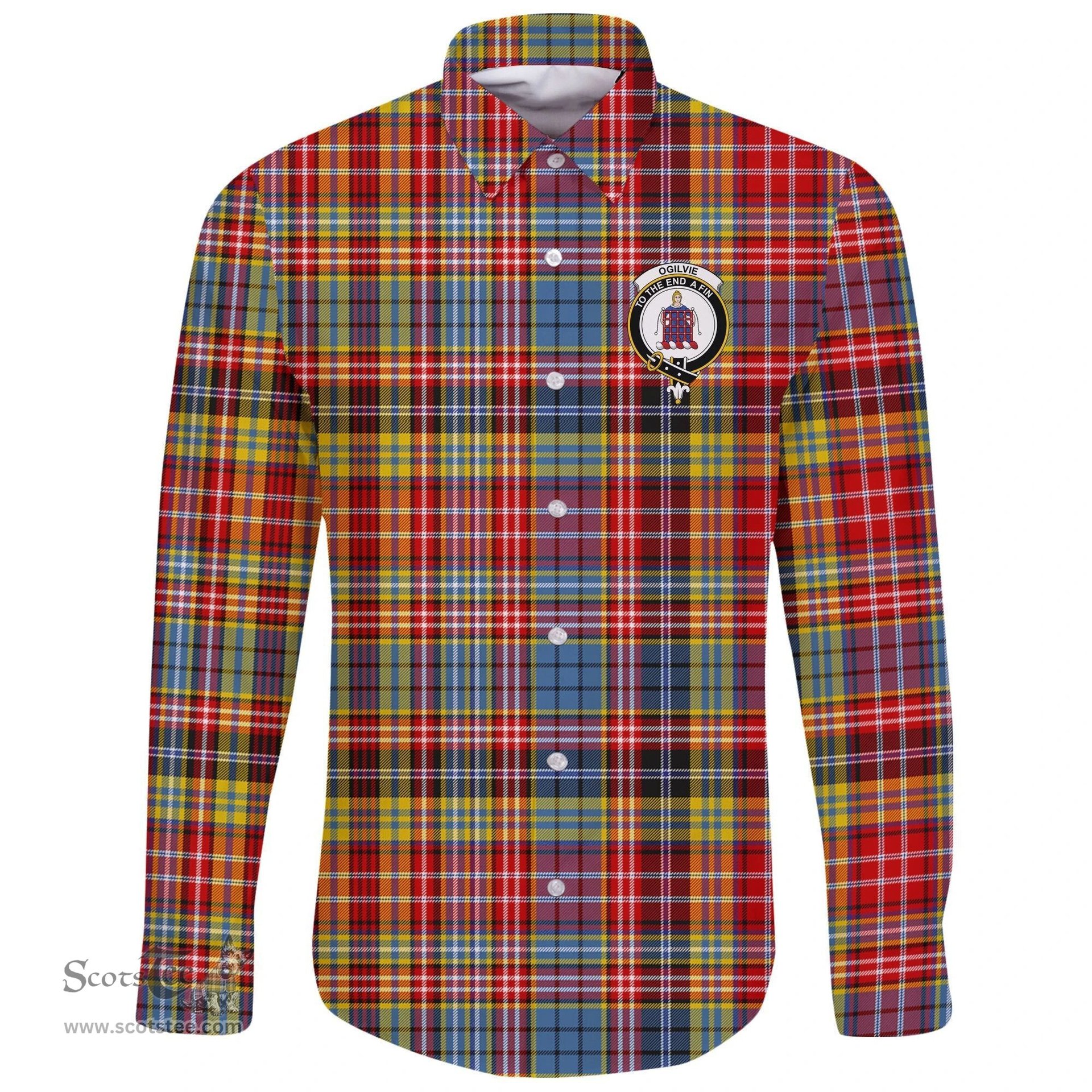 Scottish Ogilvie Clan Tartan Long Sleeve Button Shirt - Crest Classic Scottish Plaid Tartan Plaid