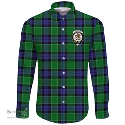 Scottish Graham of Menteith Modern Clan Tartan Long Sleeve Button Shirt - Crest Classic Scottish Plaid Tartan Plaid