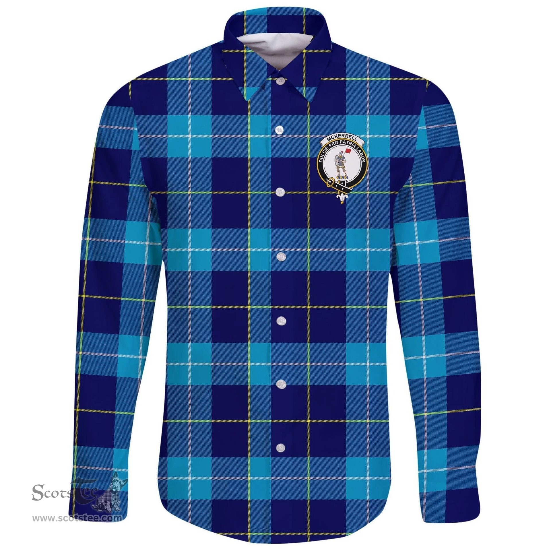 Scottish McKerrell Clan Tartan Long Sleeve Button Shirt - Crest Classic Scottish Plaid Tartan Plaid