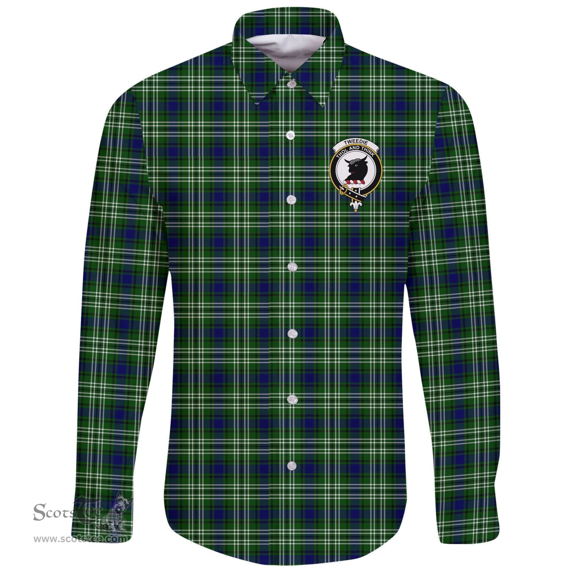 Scottish Tweedside District Clan Tartan Long Sleeve Button Shirt - Crest Classic Scottish Plaid Tartan Plaid
