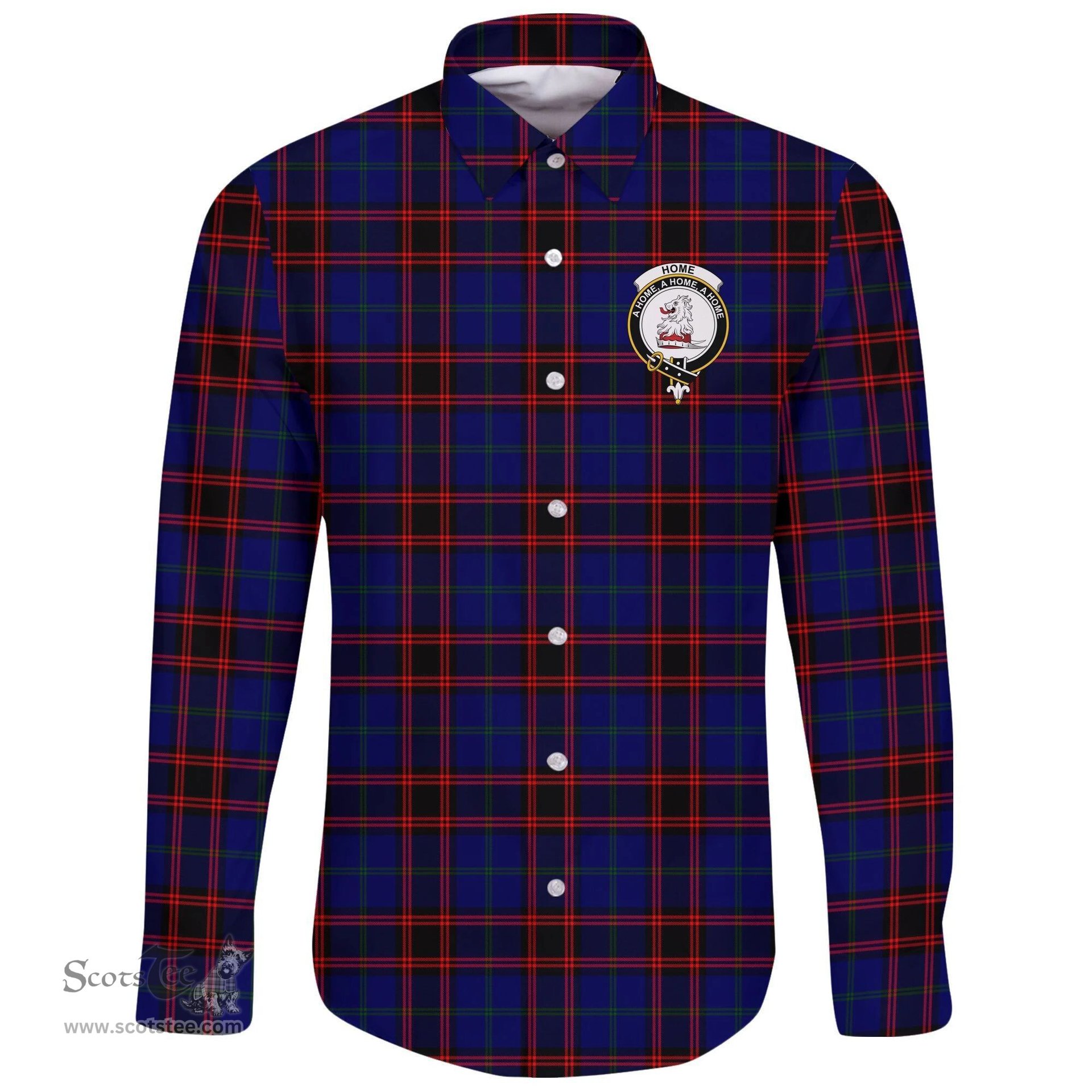 Scottish Home Modern Clan Tartan Long Sleeve Button Shirt - Crest Classic Scottish Plaid Tartan Plaid