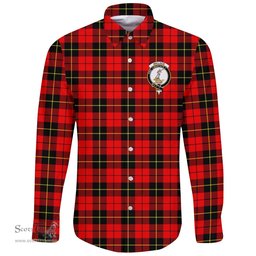 Scottish Wallace Hunting - Red Clan Tartan Long Sleeve Button Shirt - Crest Classic Scottish Plaid Tartan Plaid
