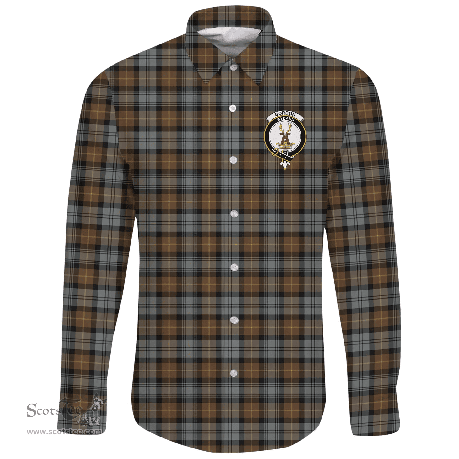 Scottish Gordon Weathered Clan Tartan Long Sleeve Button Shirt - Crest Classic Scottish Plaid Tartan Plaid