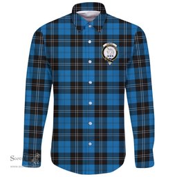 Scottish Ramsay Blue Ancient Clan Tartan Long Sleeve Button Shirt - Crest Classic Scottish Plaid Tartan Plaid