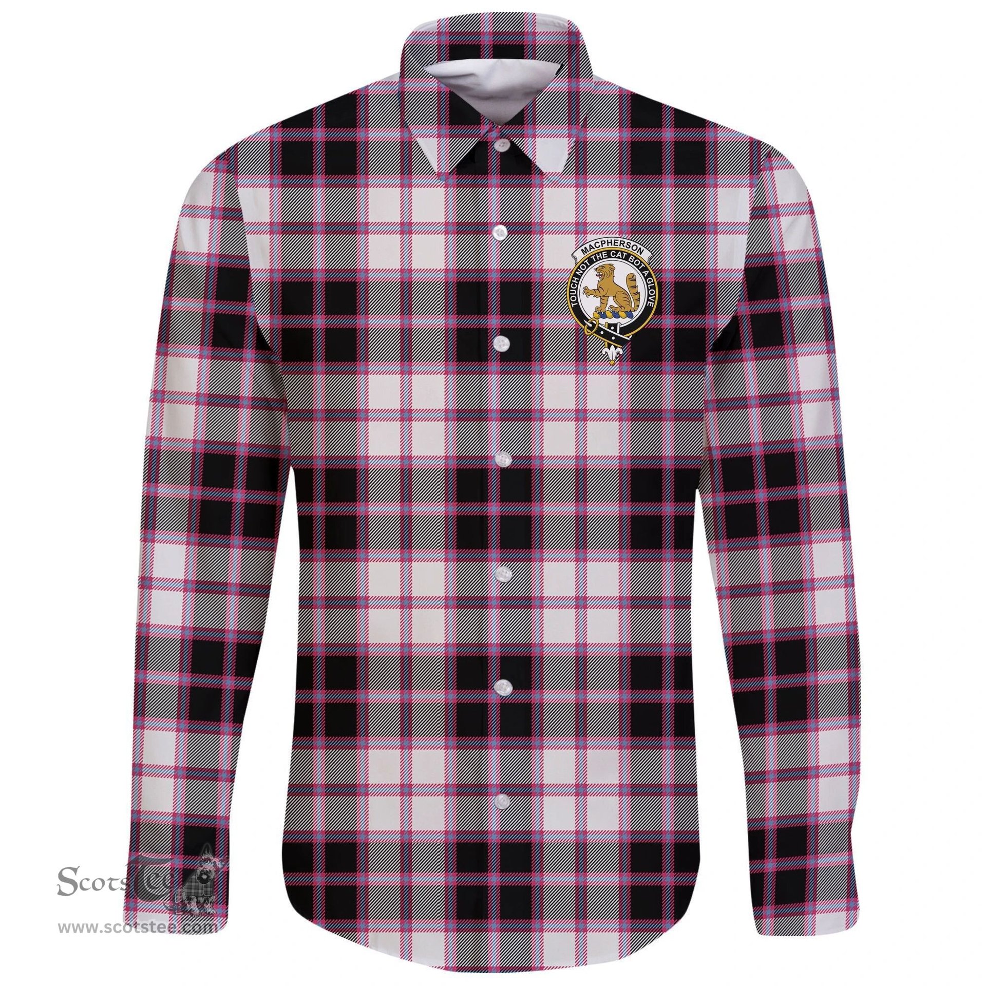Scottish MacPherson Hunting Modern Clan Tartan Long Sleeve Button Shirt - Crest Classic Scottish Plaid Tartan Plaid