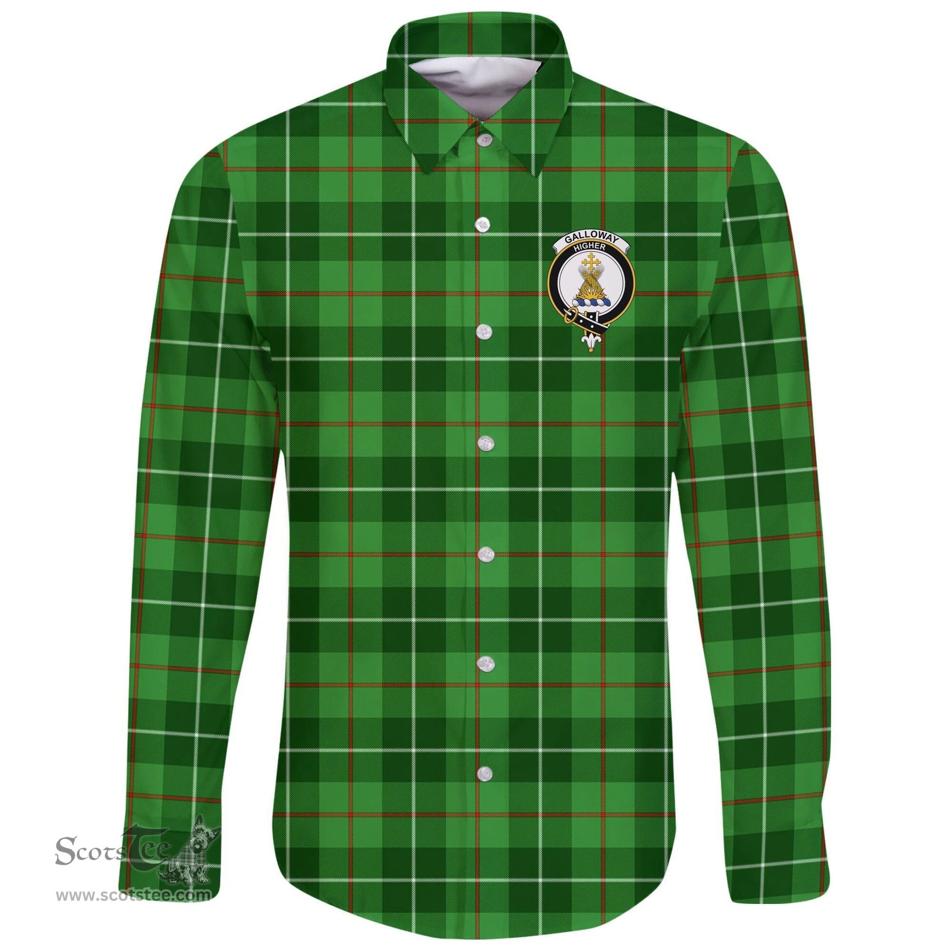 Scottish Galloway District Clan Tartan Long Sleeve Button Shirt - Crest Classic Scottish Plaid Tartan Plaid