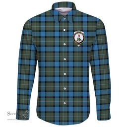 Scottish Fergusson Ancient Clan Tartan Long Sleeve Button Shirt - Crest Classic Scottish Plaid Tartan Plaid