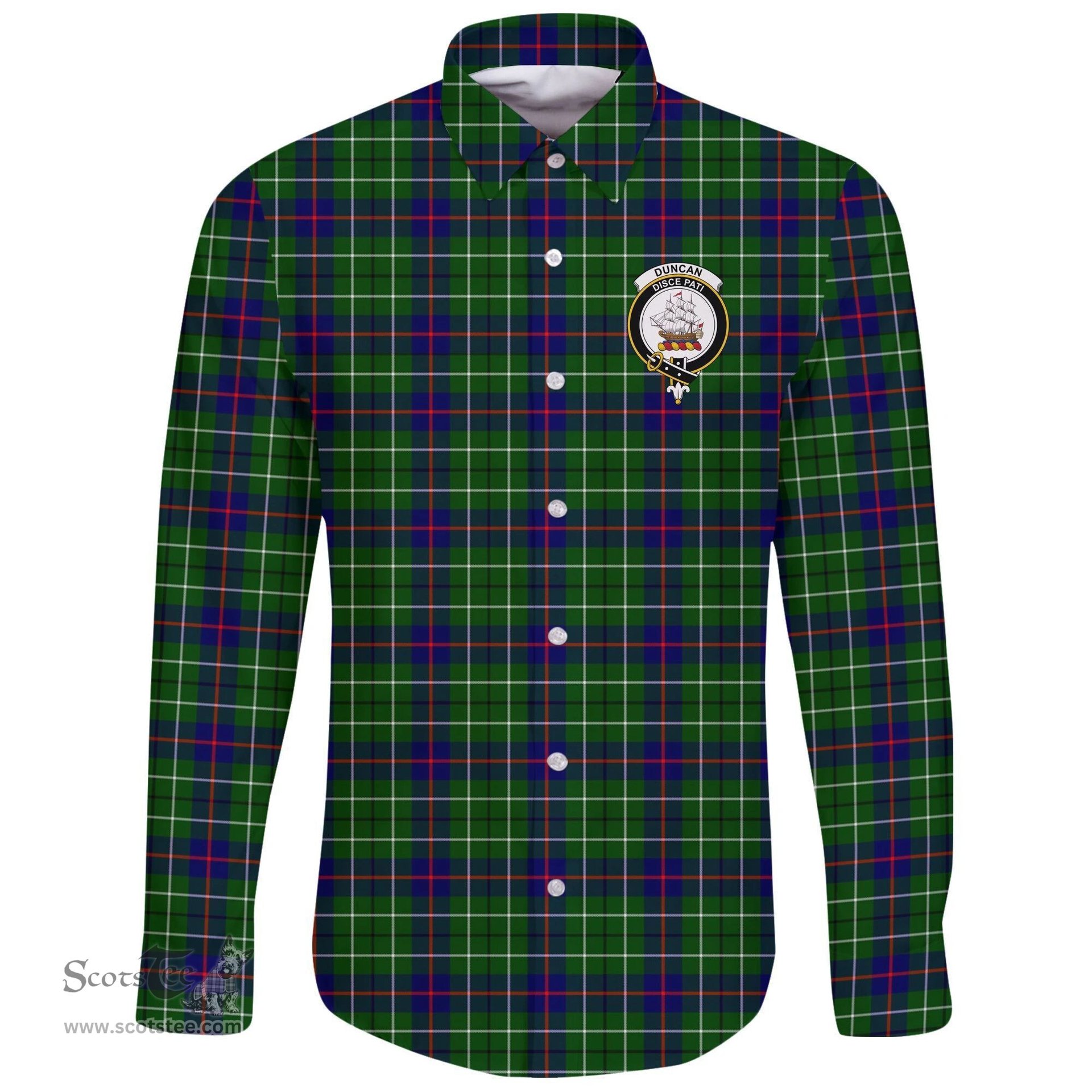 Scottish Duncan Modern Clan Tartan Long Sleeve Button Shirt - Crest Classic Scottish Plaid Tartan Plaid