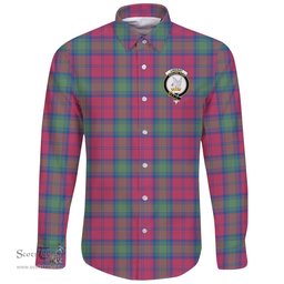 Scottish Lindsay Ancient Clan Tartan Long Sleeve Button Shirt - Crest Classic Scottish Plaid Tartan Plaid