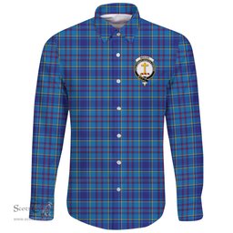 Scottish Mercer Modern Clan Tartan Long Sleeve Button Shirt - Crest Classic Scottish Plaid Tartan Plaid
