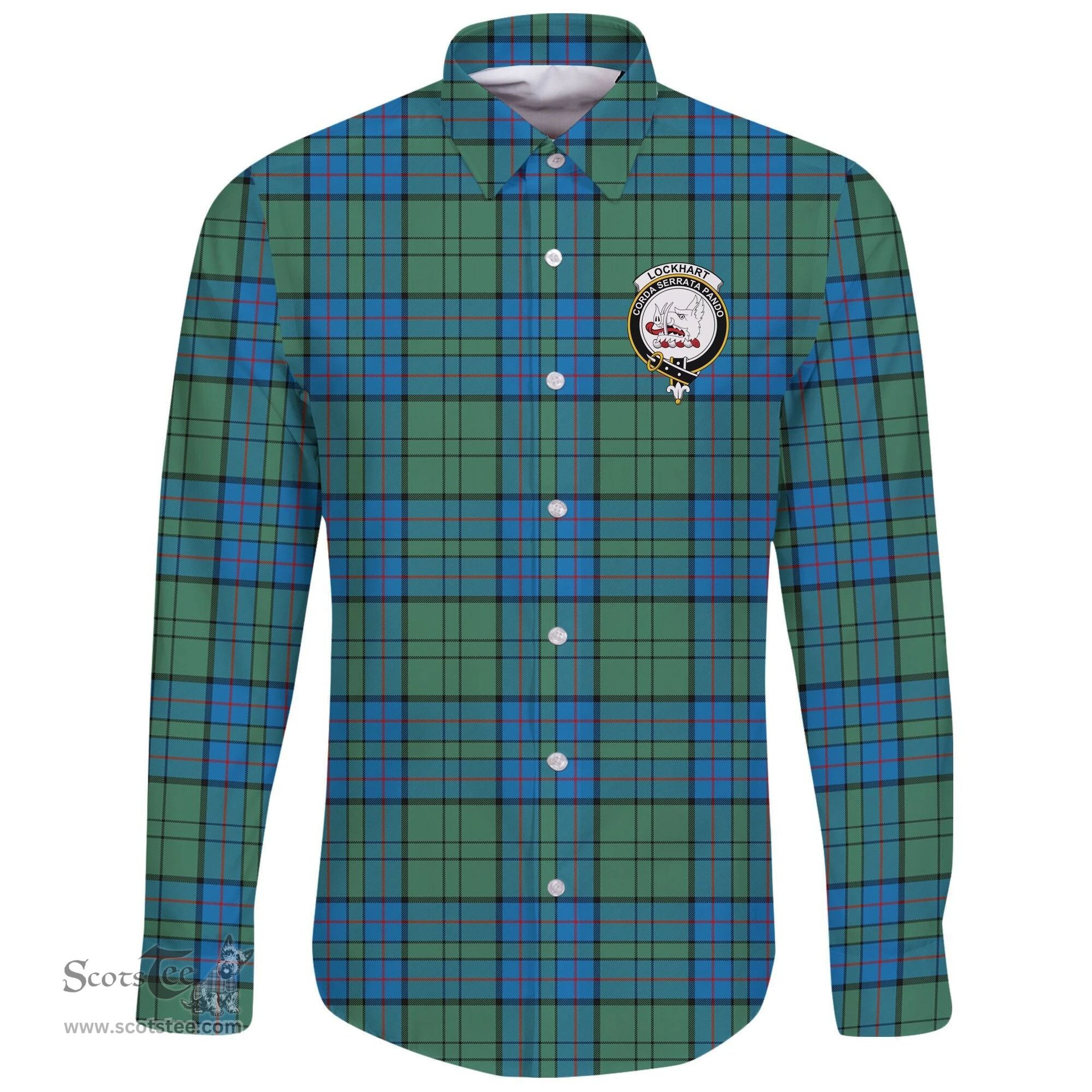 Scottish Lockhart Modern Clan Tartan Long Sleeve Button Shirt - Crest Classic Scottish Plaid Tartan Plaid
