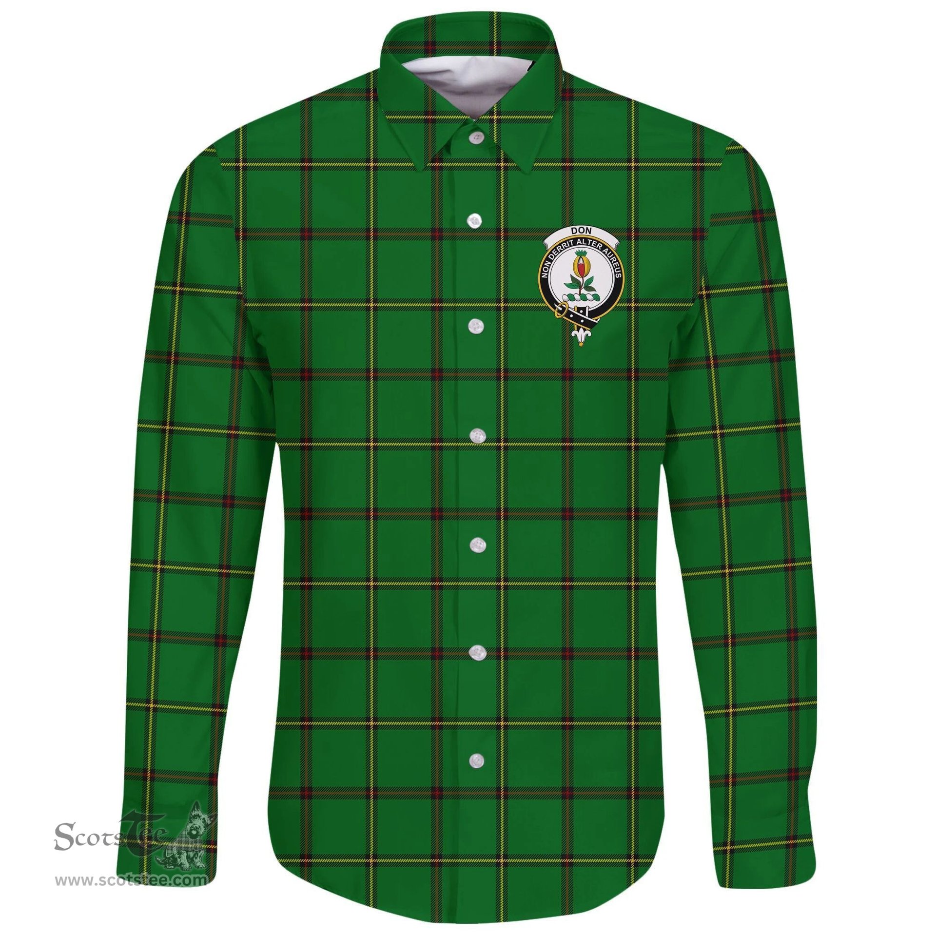 Scottish Don (Tribe-of-Mar) Clan Tartan Long Sleeve Button Shirt - Crest Classic Scottish Plaid Tartan Plaid