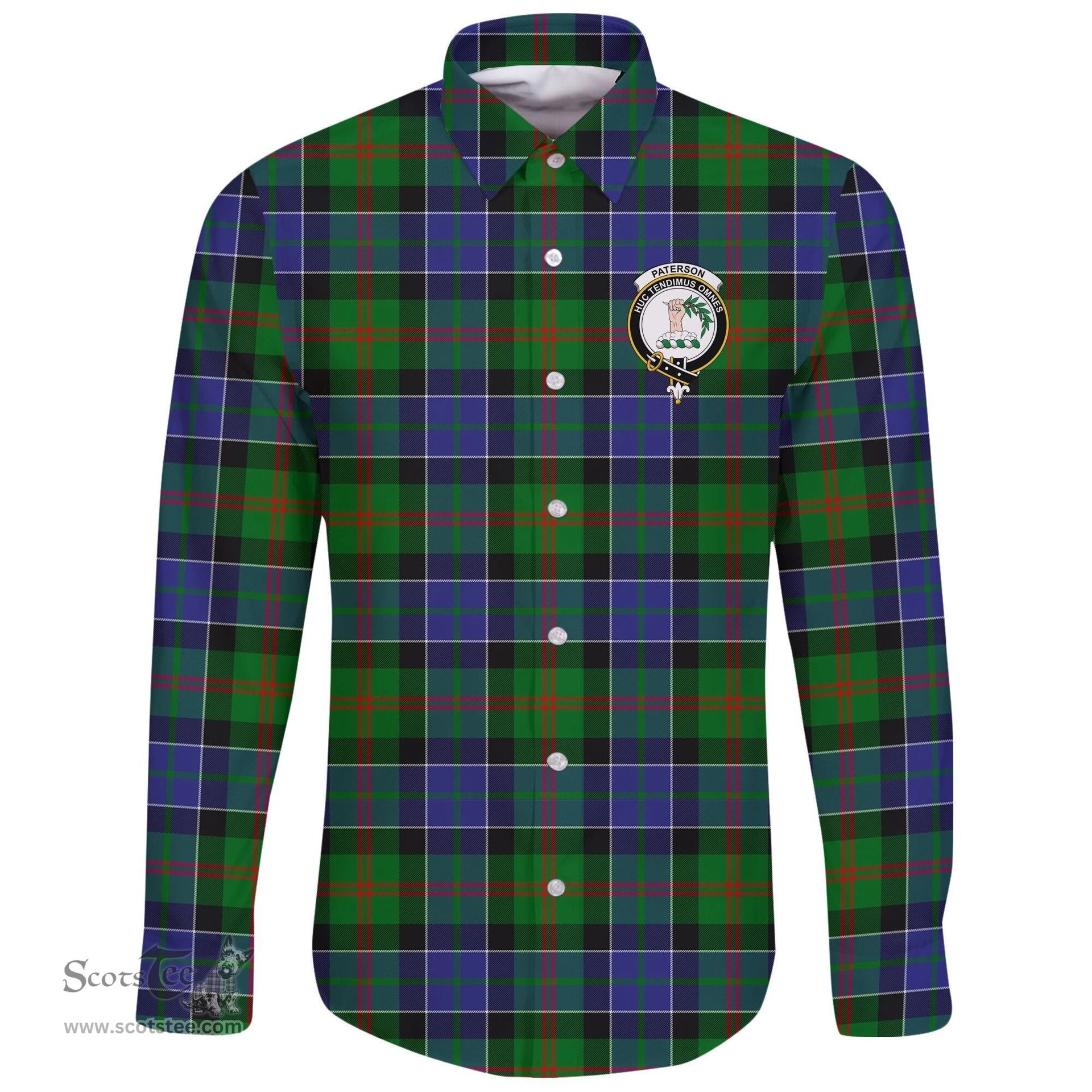 Scottish Paterson Clan Tartan Long Sleeve Button Shirt - Crest Classic Scottish Plaid Tartan Plaid