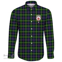 Scottish Farquharson Modern Clan Tartan Long Sleeve Button Shirt - Crest Classic Scottish Plaid Tartan Plaid