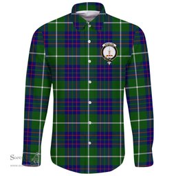 Scottish MacIntyre Hunting Modern Clan Tartan Long Sleeve Button Shirt - Crest Classic Scottish Plaid Tartan Plaid