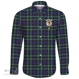 Scottish Graham of Montrose Modern Clan Tartan Long Sleeve Button Shirt - Crest Classic Scottish Plaid Tartan Plaid