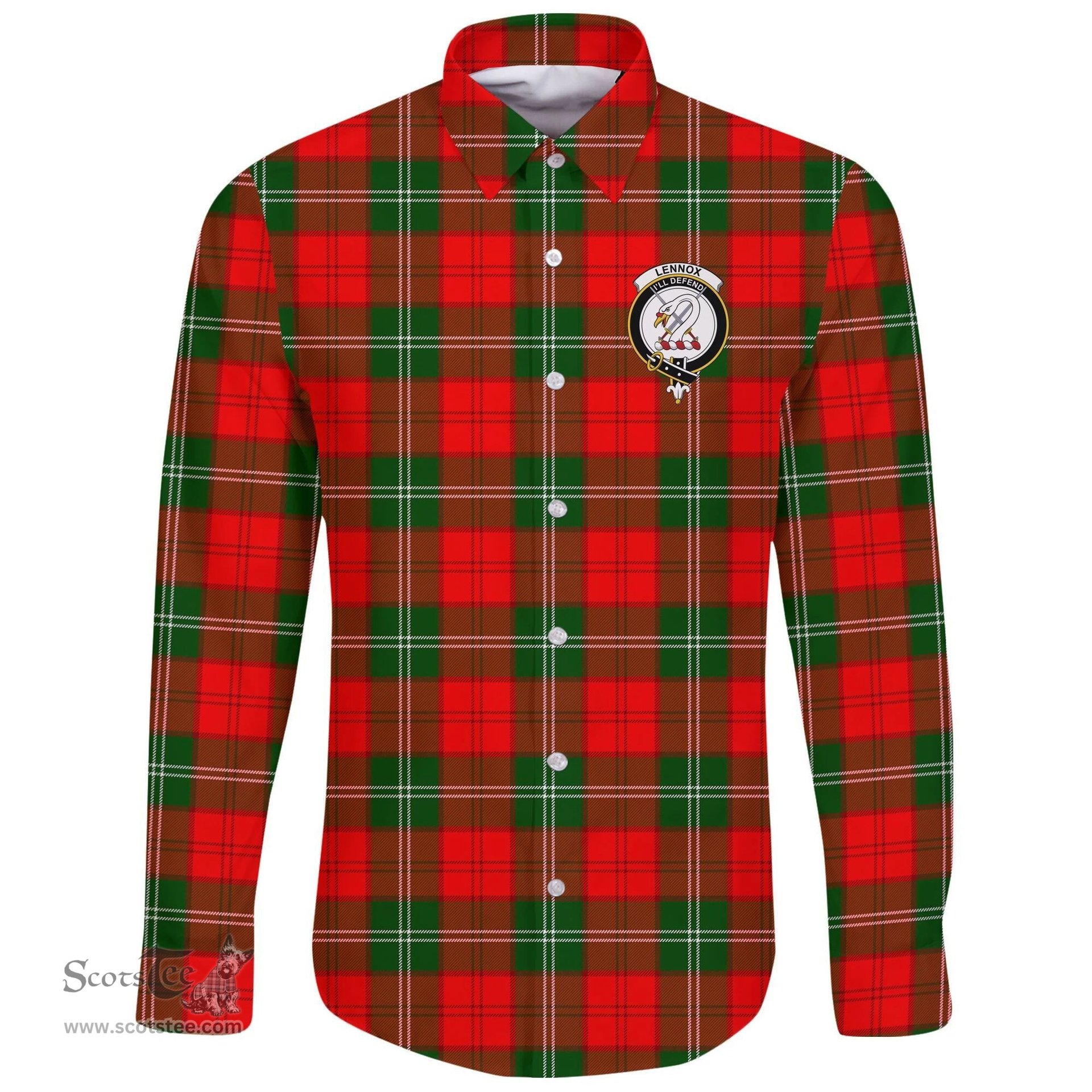 Scottish Lennox Modern Clan Tartan Long Sleeve Button Shirt - Crest Classic Scottish Plaid Tartan Plaid