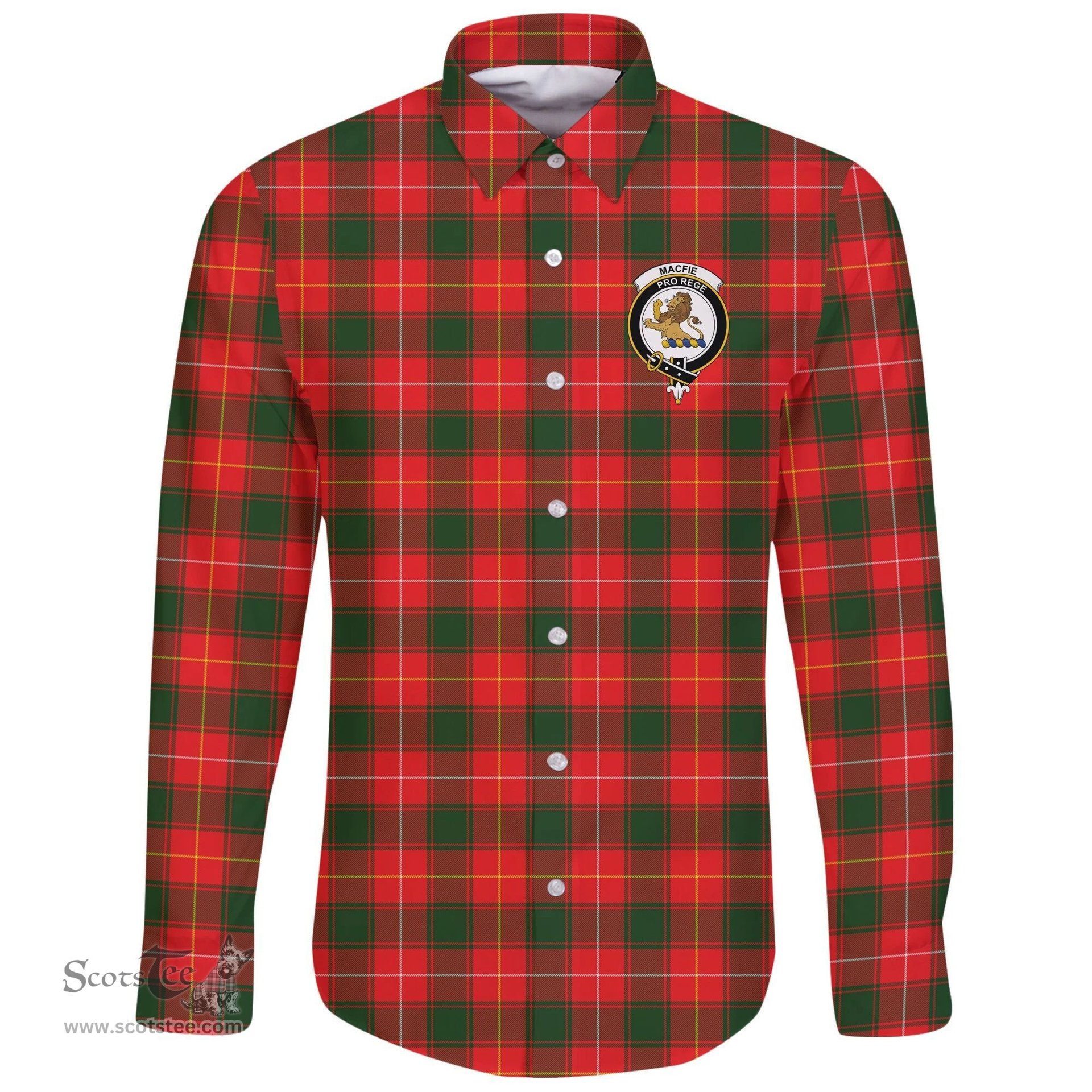 Scottish MacFie Clan Tartan Long Sleeve Button Shirt - Crest Classic Scottish Plaid Tartan Plaid