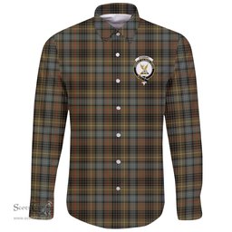 Scottish Stewart Hunting Weathered Clan Tartan Long Sleeve Button Shirt - Crest Classic Scottish Plaid Tartan Plaid