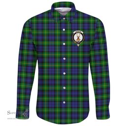 Scottish Gordon Modern Clan Tartan Long Sleeve Button Shirt - Crest Classic Scottish Plaid Tartan Plaid