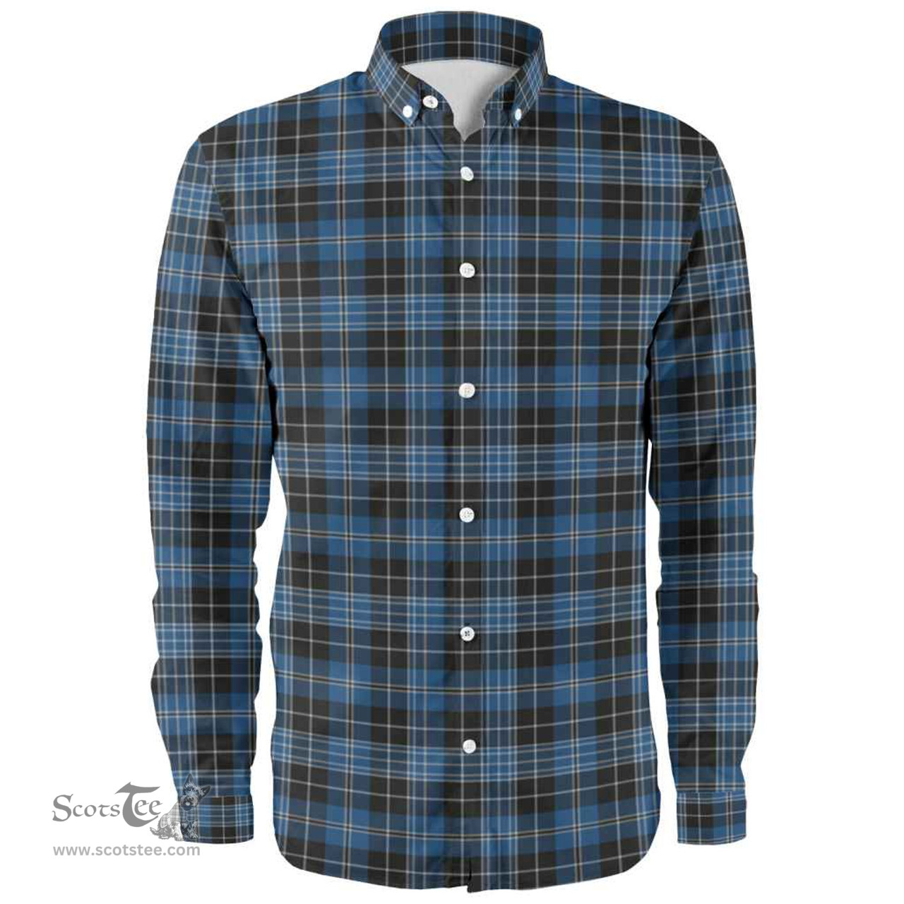 Scottish Clergy Blue Clan Tartan Long Sleeve Shirt, Tartan Plaid Shirt Scottish Plaid Tartan Plaid - ScotsTee - scotstee.com