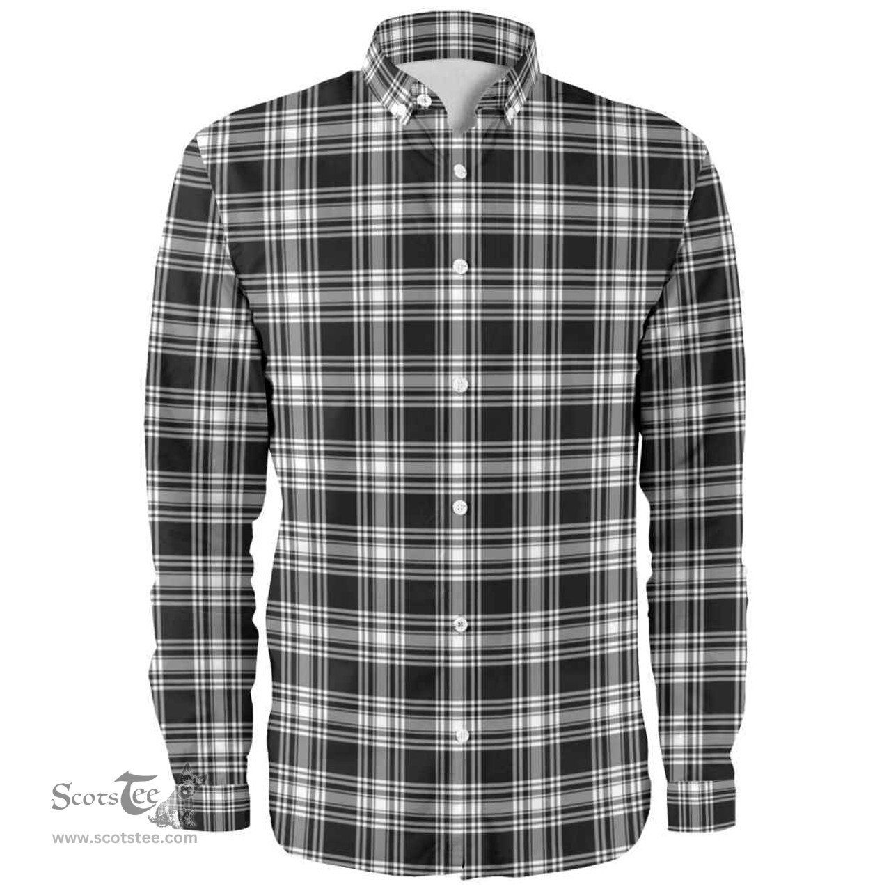 Scottish Menzies Black & White Modern Clan Tartan Long Sleeve Shirt, Tartan Plaid Shirt Scottish Plaid Tartan Plaid - ScotsTee - scotstee.com