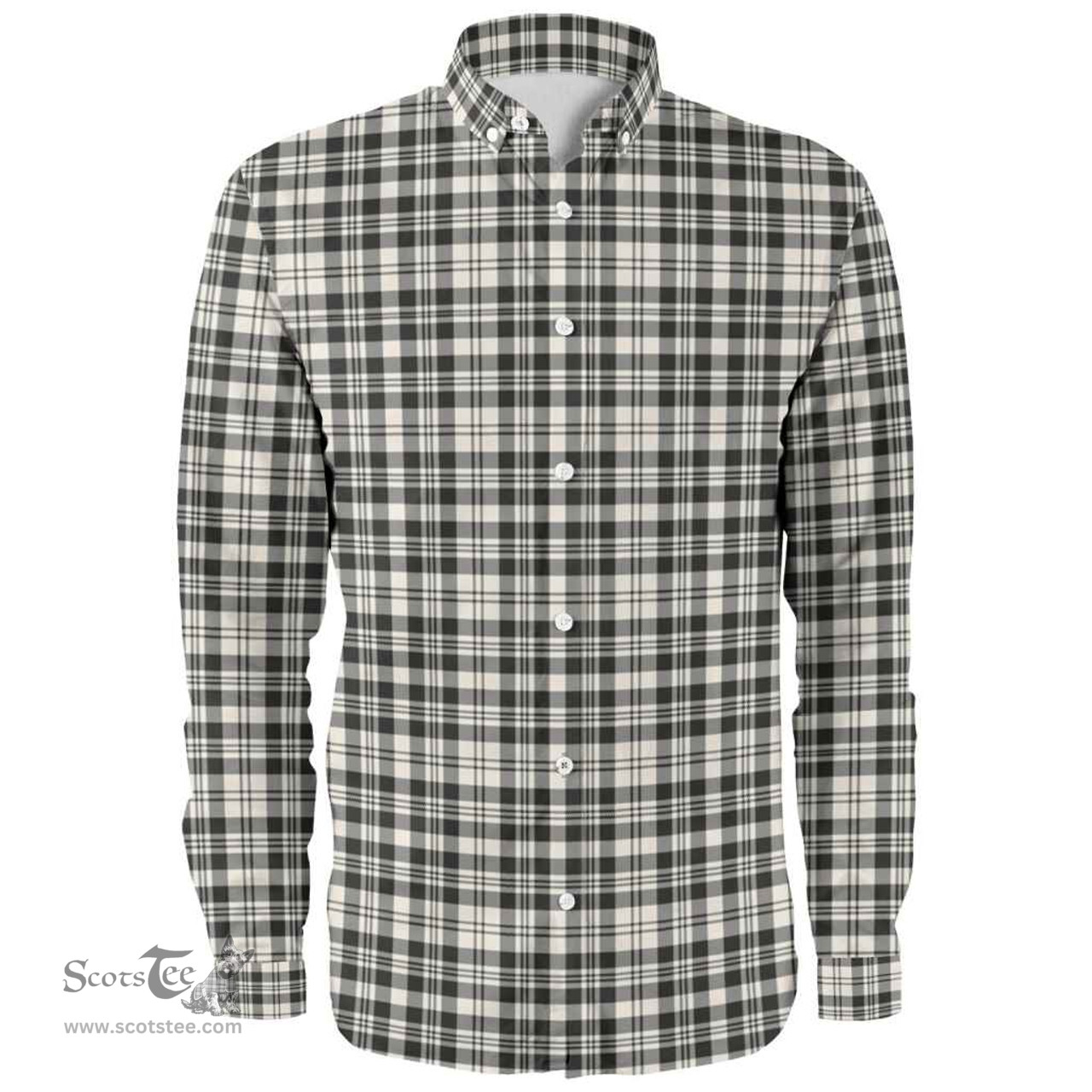 Scottish Scott Black & White Ancient Clan Tartan Long Sleeve Shirt, Tartan Plaid Shirt Scottish Plaid Tartan Plaid - ScotsTee - scotstee.com