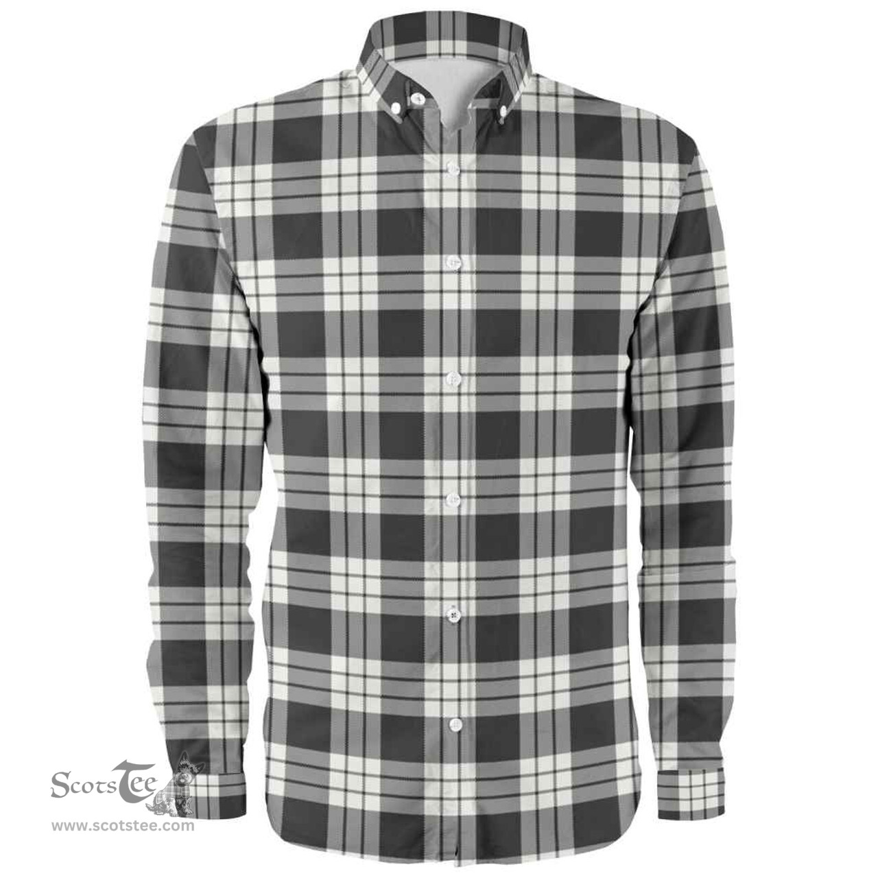 Scottish MacFarlane Black & White Ancient Clan Tartan Long Sleeve Shirt, Tartan Plaid Shirt Scottish Plaid Tartan Plaid - ScotsTee - scotstee.com