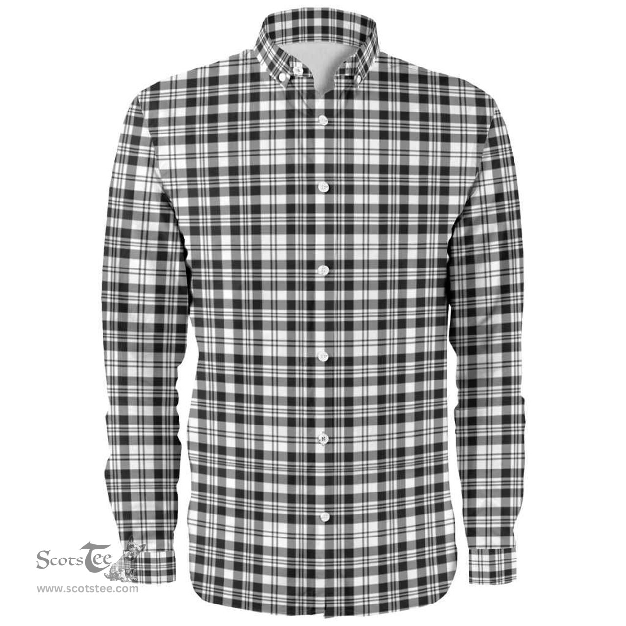 Scottish Scott Black & White Modern Clan Tartan Long Sleeve Shirt, Tartan Plaid Shirt Scottish Plaid Tartan Plaid - ScotsTee - scotstee.com