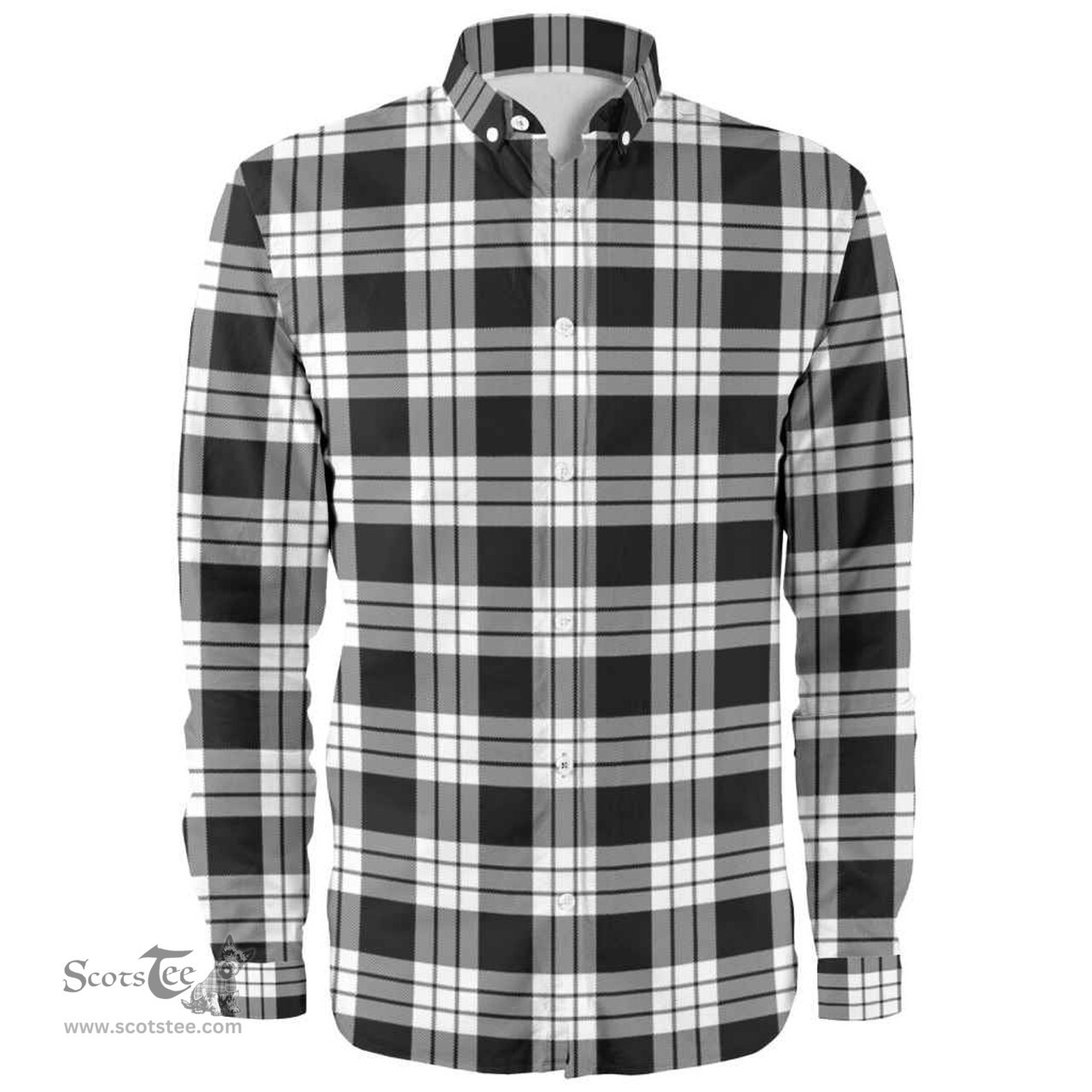 Scottish MacFarlane Black & White Clan Tartan Long Sleeve Shirt, Tartan Plaid Shirt Scottish Plaid Tartan Plaid - ScotsTee - scotstee.com