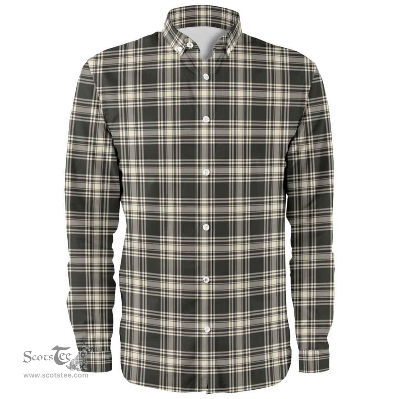 Scottish Menzies Black & White Ancient Clan Tartan Long Sleeve Shirt, Tartan Plaid Shirt Scottish Plaid Tartan Plaid - ScotsTee - scotstee.com