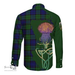 Scottish Bannatyne Clan Tartan Crest with Thistle and Scotland Map Tartan Long Sleeve Shirt Scottish Plaid Tartan Plaid - ScotsTee - scotstee.com