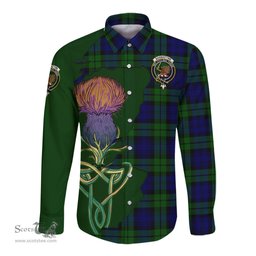 Scottish Bannatyne Clan Tartan Crest with Thistle and Scotland Map Tartan Long Sleeve Shirt Scottish Plaid Tartan Plaid - ScotsTee - scotstee.com