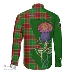 Scottish Baxter Modern Clan Tartan Crest with Thistle and Scotland Map Tartan Long Sleeve Shirt Scottish Plaid Tartan Plaid - ScotsTee - scotstee.com